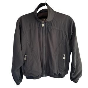 Vintage Kaelin Black Cloth Bomber Jacket - size Small Petite